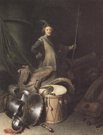Gerrit Dou Standing Soldier with Weapons (mk33) Norge oil painting art